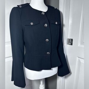White House Black Market Military Style Cropped Blazer Black Size 4